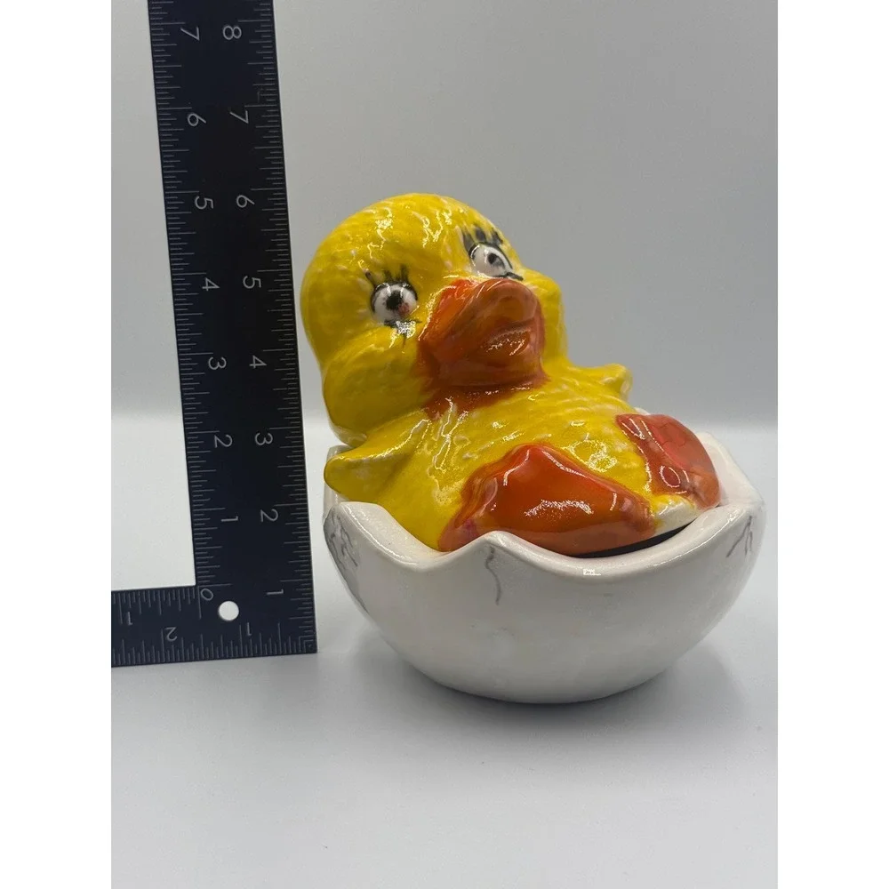 Vintage Kitsch Duck in Egg‎ Planter Ceramic Chick Figurine Trinket Dish Decor